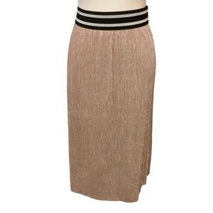 JUNE & HUDSON METALLIC PINK MIDI LINED SKIRT/ Size XL